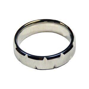 Inox Men's Stainless Steel Polished and Satin Notched Ring